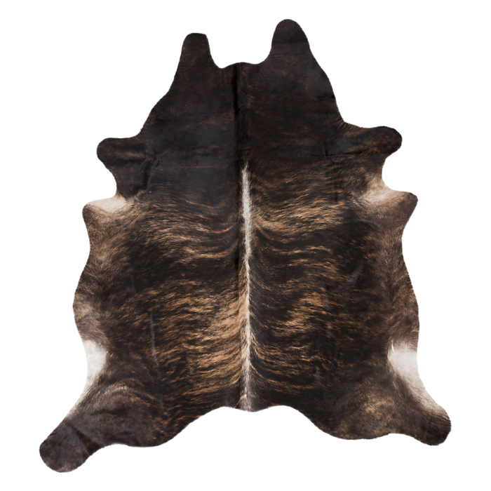 Dark brindle exotic cowhide rug with rich brown striped pattern - genuine Brazilian cowhide