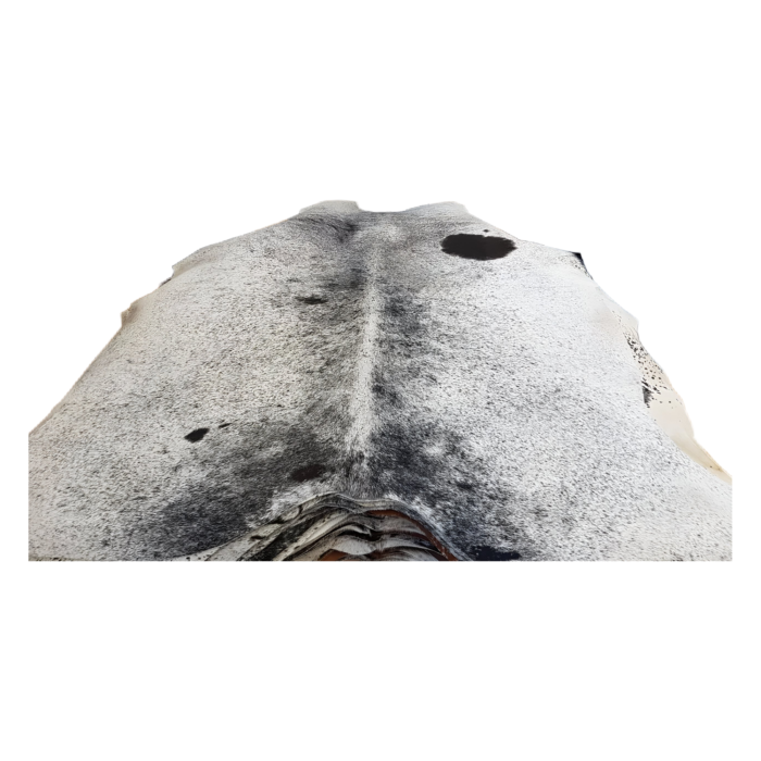 Black salt and pepper cowhide rug with speckled natural pattern - genuine Brazilian cowhide