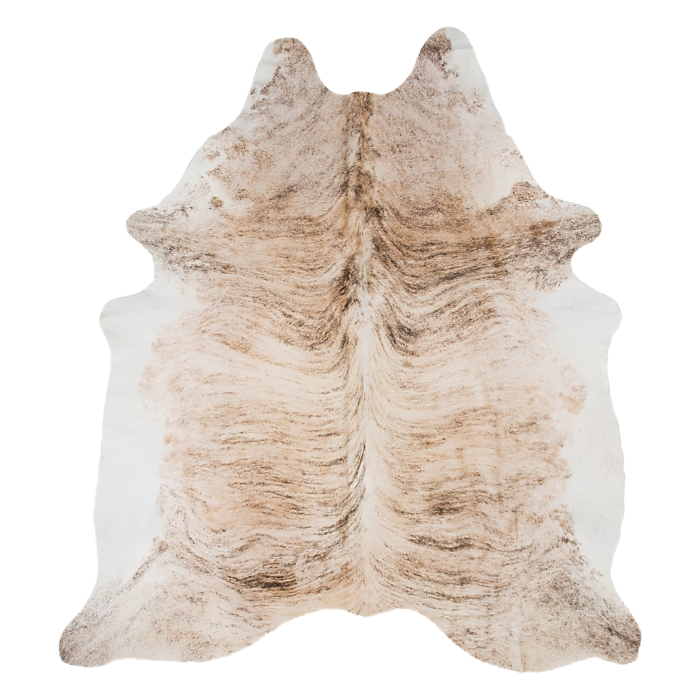Light grey brindle cowhide rug with natural streaked pattern - premium Brazilian cowhide